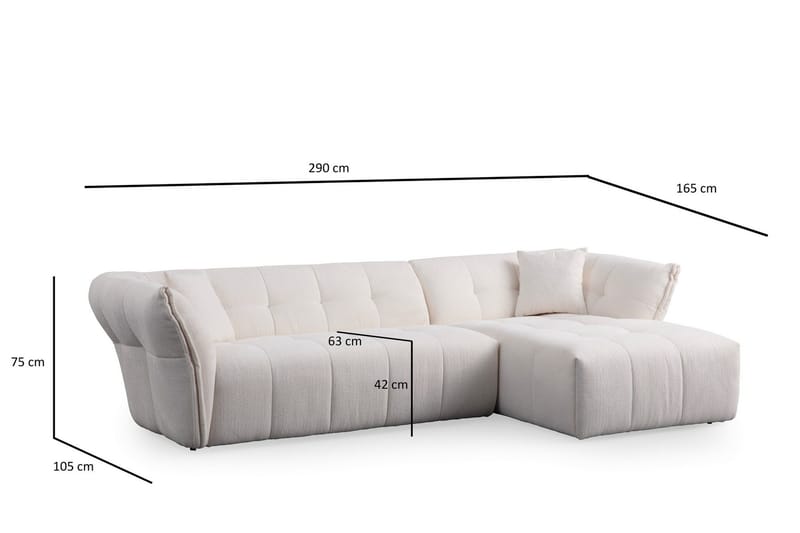 Azzo 4-sits Soffa med Divan - Vit - Möbler - Vardagsrum - Soffor - Divansoffa & schäslong