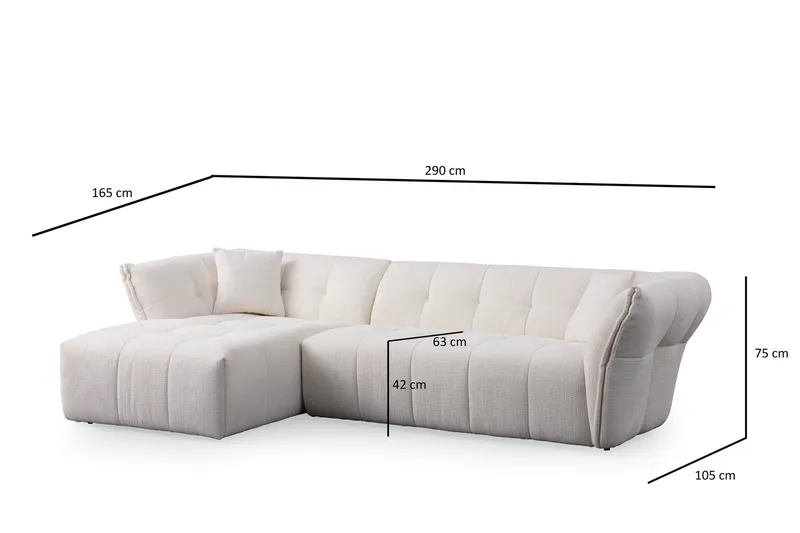 Azzo 4-sits Soffa med Divan - Vit - Möbler - Vardagsrum - Soffor - Divansoffa & schäslong