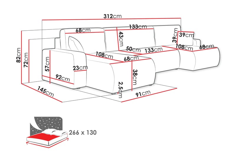Barile Soffa Dubbeldivan 4-sits - Blå - Möbler - Vardagsrum - Soffor - U-soffor
