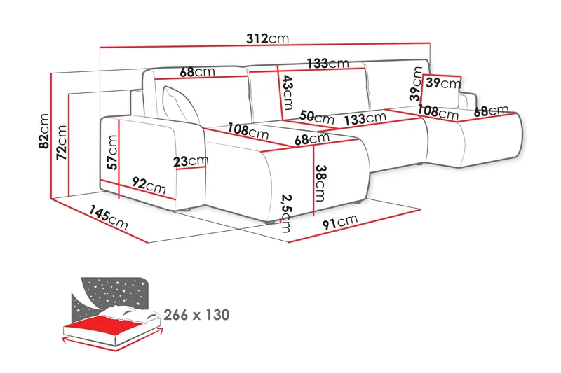 Barile Soffa Dubbeldivan 4-sits - Ljusgrå - Möbler - Vardagsrum - Soffor - U-soffor