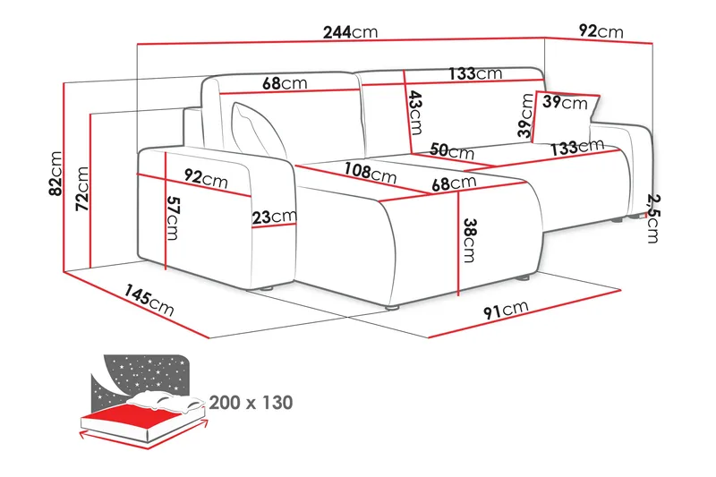 Barile Soffa med Divan 3-sits - Grå - Möbler - Vardagsrum - Soffor - Divansoffa & schäslong