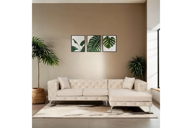 Beachport 3-sits Soffa med Divan Höger - Beige - Möbler - Vardagsrum - Soffor - Divansoffa & schäslong