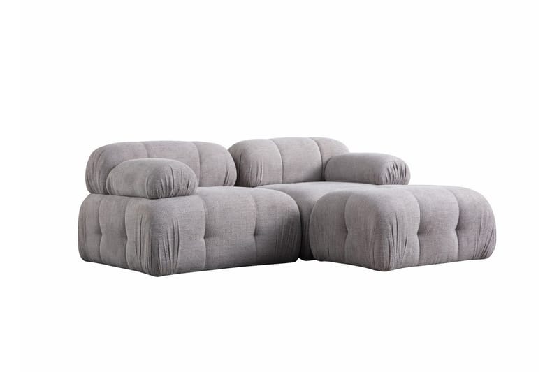 Belgin Bubblig Divansoffa 2-sits med fasta armstöd - Ljusgrå - Möbler - Vardagsrum - Soffor - Modulsoffor - Komplett modulsoffa