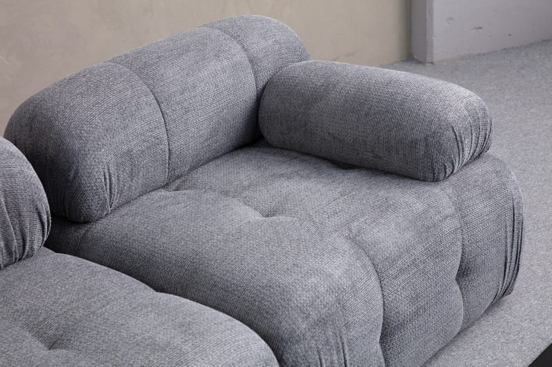 Belgin Bubblig Divansoffa 3-sits med fasta armstöd - Grå - Möbler - Vardagsrum - Soffor - Modulsoffor - Komplett modulsoffa