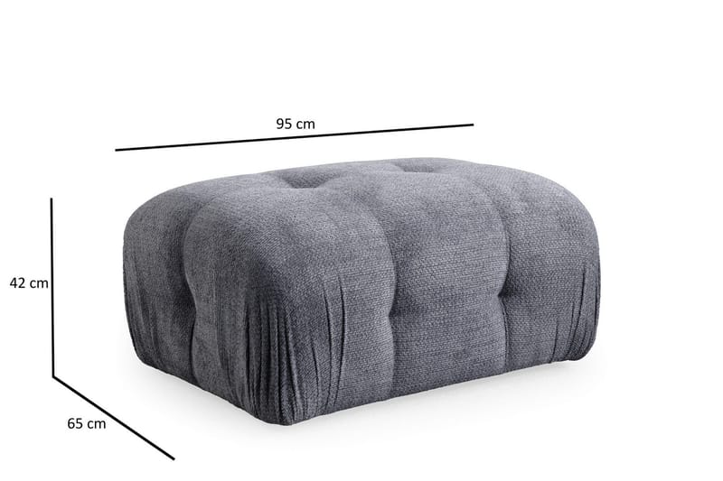 Belgin Bubblig Divansoffa 3-sits med fasta armstöd - Grå - Möbler - Vardagsrum - Soffor - Divansoffa & schäslong