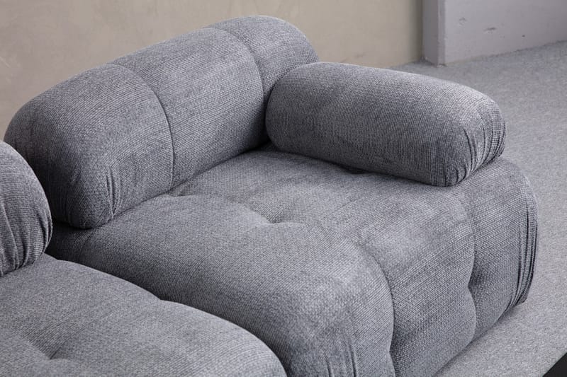 Belgin Bubblig Divansoffa 3-sits med fasta armstöd - Grå - Möbler - Vardagsrum - Soffor - Divansoffa & schäslong