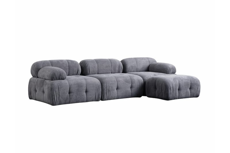 Belgin Bubblig Divansoffa 3-sits med fasta armstöd - Grå - Möbler - Vardagsrum - Soffor - Divansoffa & schäslong