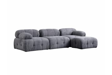 Belgin Bubblig Divansoffa 3-sits med fasta armstöd - Grå - Möbler - Vardagsrum - Soffor - Modulsoffor - Komplett modulsoffa