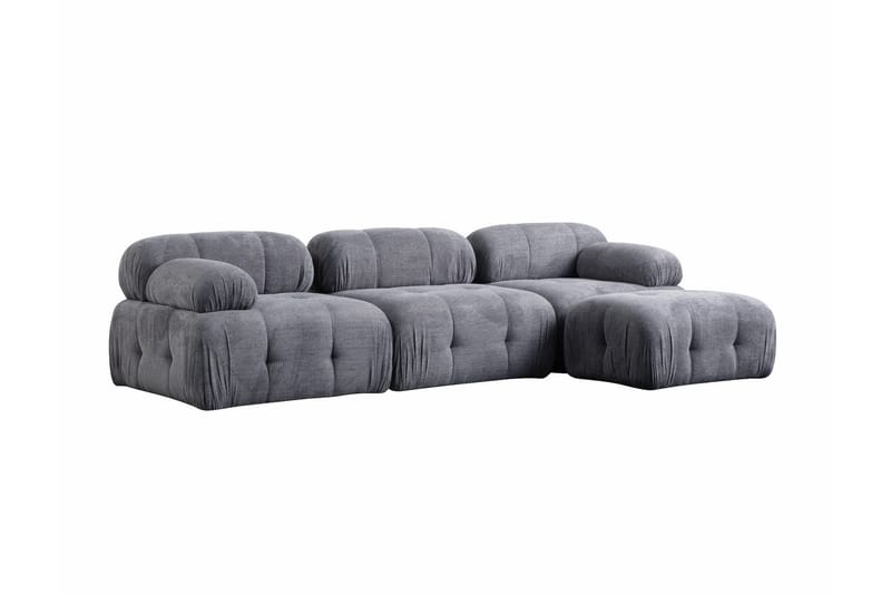 Belgin Bubblig Divansoffa 3-sits med fasta armstöd - Grå - Möbler - Vardagsrum - Soffor - Modulsoffor - Komplett modulsoffa