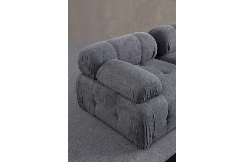 Belgin Bubblig Divansoffa 3-sits med fasta armstöd - Grå - Möbler - Vardagsrum - Soffor - Modulsoffor - Komplett modulsoffa