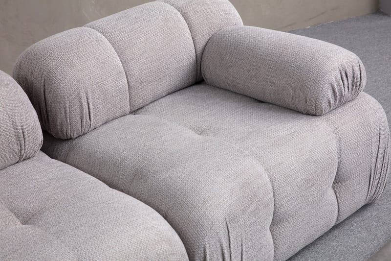 Belgin Bubblig Divansoffa 3-sits med fasta armstöd - Ljusgrå - Möbler - Vardagsrum - Soffor - Modulsoffor - Komplett modulsoffa