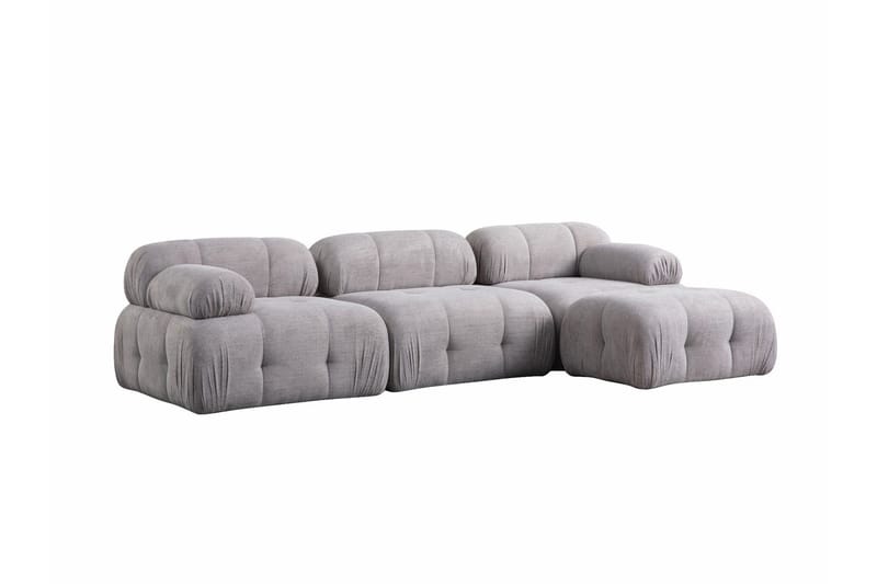 Belgin Bubblig Divansoffa 3-sits med fasta armstöd - Ljusgrå - Möbler - Vardagsrum - Soffor - Modulsoffor - Komplett modulsoffa