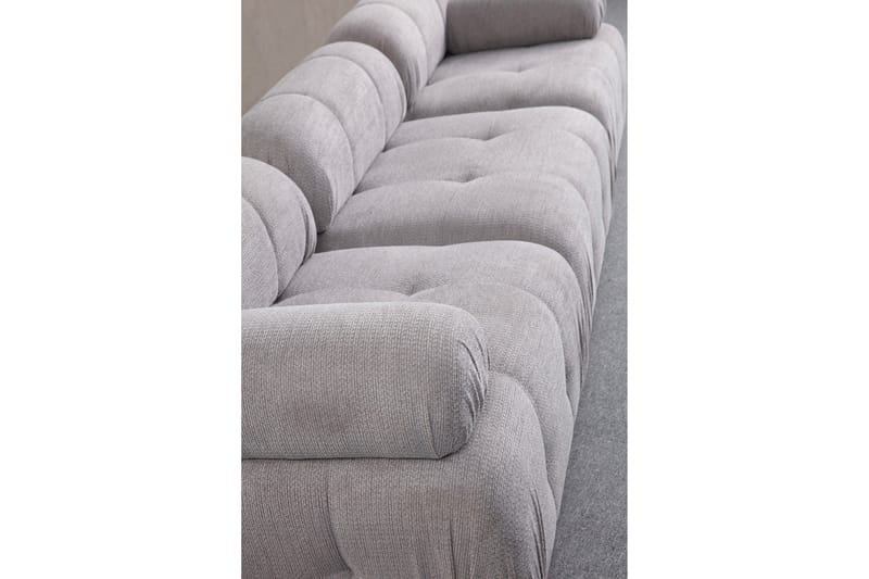 Belgin Bubblig Divansoffa 3-sits med fasta armstöd - Ljusgrå - Möbler - Vardagsrum - Soffor - Modulsoffor - Komplett modulsoffa