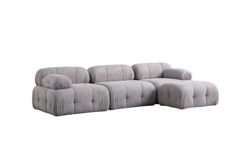 Belgin Bubblig Divansoffa 3-sits med fasta armstöd - Ljusgrå - Möbler - Vardagsrum - Soffor - Divansoffa & schäslong