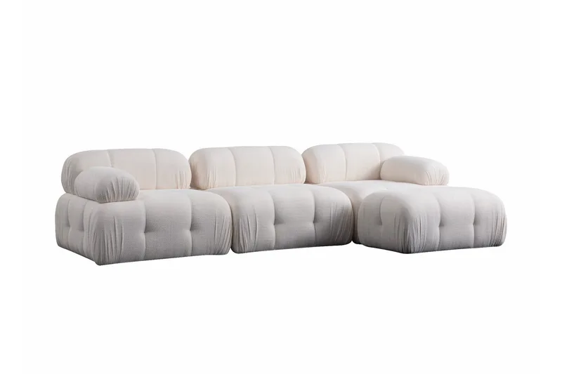 Belgin Bubblig Divansoffa 3-sits med fasta armstöd - Vit - Möbler - Vardagsrum - Soffor - Modulsoffor - Komplett modulsoffa