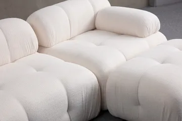 Belgin Bubblig Divansoffa 3-sits med fasta armstöd - Vit - Möbler - Vardagsrum - Soffor - Modulsoffor - Komplett modulsoffa