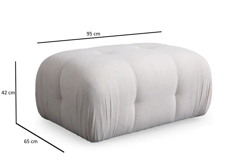 Belgin Bubblig Divansoffa 3-sits med fasta armstöd - Vit - Möbler - Vardagsrum - Soffor - Modulsoffor - Komplett modulsoffa