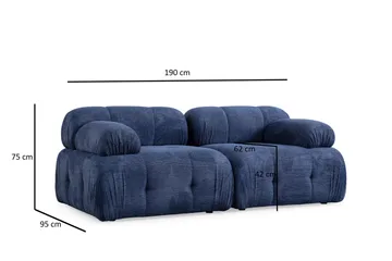Belgin Bubblig Soffa 2-sits med fasta armstöd - Blå - Möbler - Vardagsrum - Soffor - Modulsoffor - Komplett modulsoffa