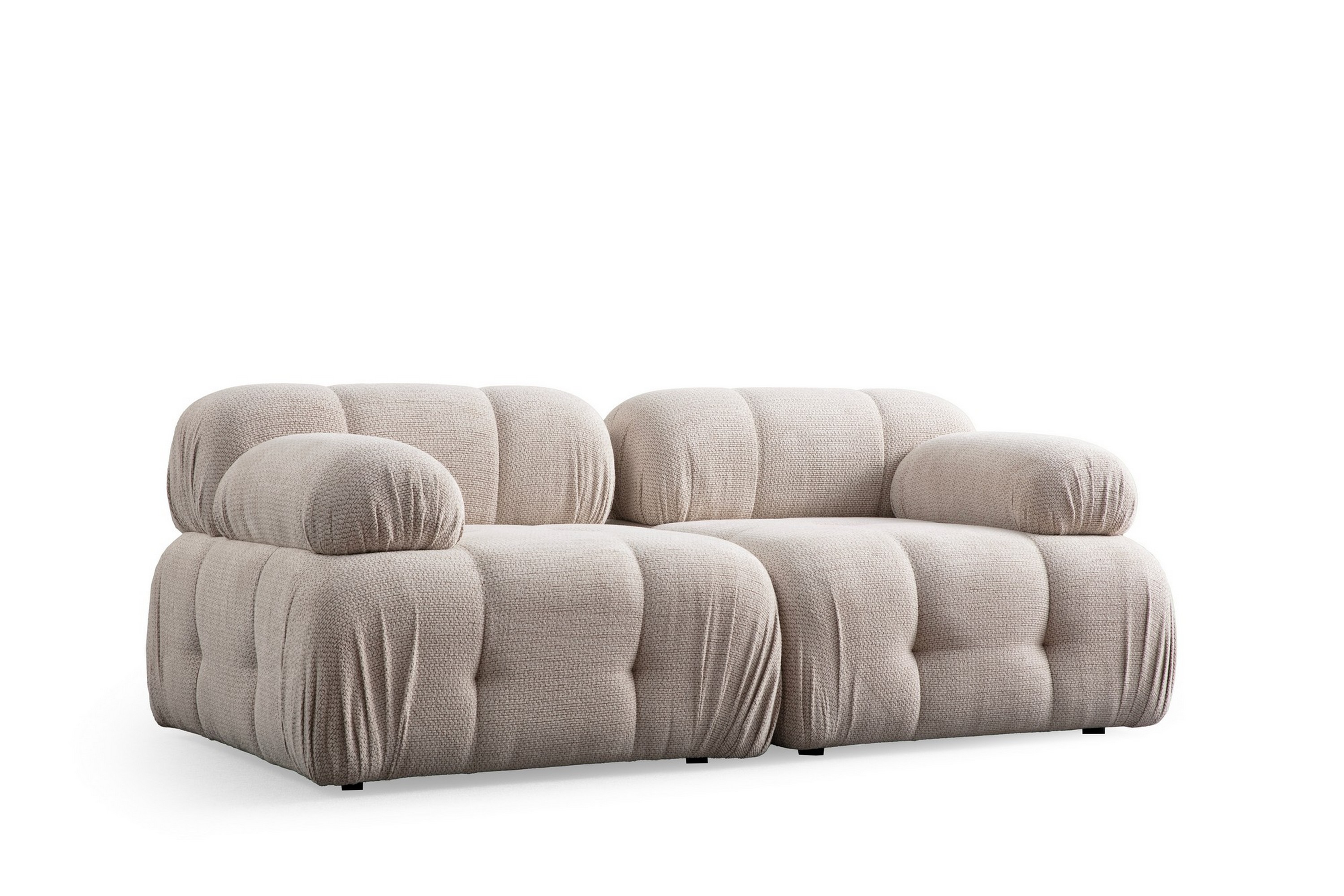 belgin bubblig soffa 2-sits med fasta armstöd - cream