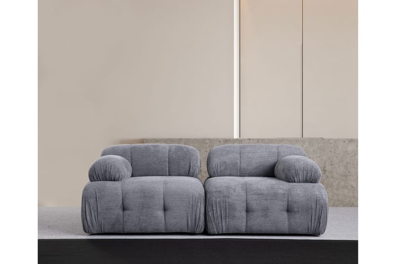 Belgin Bubblig Soffa 2-sits med fasta armstöd - Grå - Möbler - Vardagsrum - Soffor - Modulsoffor - Komplett modulsoffa