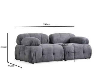 Belgin Bubblig Soffa 2-sits med fasta armstöd - Grå - Möbler - Vardagsrum - Soffor - Modulsoffor - Komplett modulsoffa