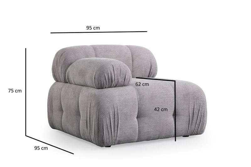 Belgin Bubblig Soffa 2-sits med fasta armstöd - Ljusgrå - Möbler - Vardagsrum - Soffor - Modulsoffor - Komplett modulsoffa