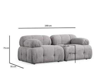 Belgin Bubblig Soffa 2-sits med fasta armstöd - Ljusgrå - Möbler - Vardagsrum - Soffor - Modulsoffor - Komplett modulsoffa