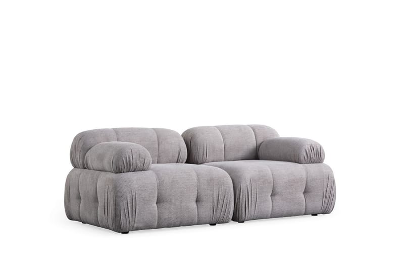 Belgin Bubblig Soffa 2-sits med fasta armstöd, Ljusgrå