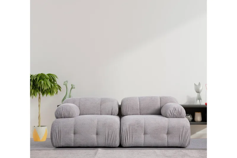 Belgin Bubblig Soffa 2-sits med fasta armstöd - Ljusgrå - Möbler - Vardagsrum - Soffor - Modulsoffor - Komplett modulsoffa