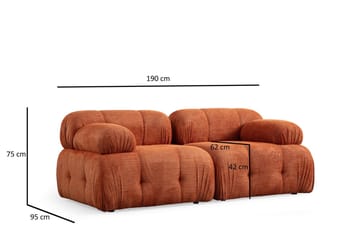 Belgin Bubblig Soffa 2-sits med fasta armstöd - Orange - Möbler - Vardagsrum - Soffor - Modulsoffor - Komplett modulsoffa