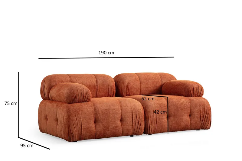 Belgin Bubblig Soffa 2-sits med fasta armstöd - Orange - Möbler - Vardagsrum - Soffor - Modulsoffor - Komplett modulsoffa