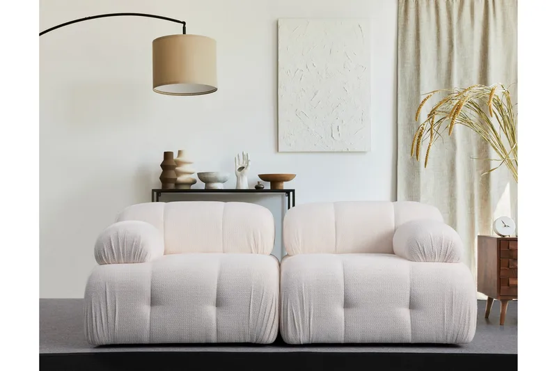 Belgin Bubblig Soffa 2-sits med fasta armstöd - Vit - Möbler - Vardagsrum - Soffor - Modulsoffor - Komplett modulsoffa