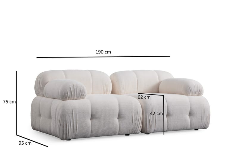 Belgin Bubblig Soffa 2-sits med fasta armstöd - Vit - Möbler - Vardagsrum - Soffor - 2-sits soffor