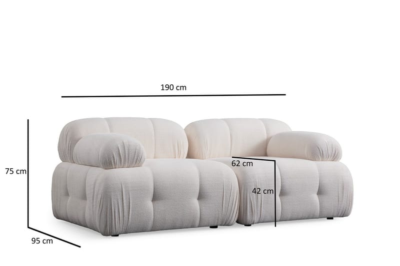 Belgin Bubblig Soffa 2-sits med fasta armstöd - Vit - Möbler - Vardagsrum - Soffor - Modulsoffor - Komplett modulsoffa