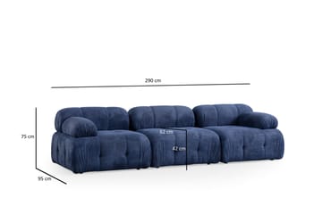 Belgin Bubblig Soffa 3-sits med fasta armstöd - Blå - Möbler - Vardagsrum - Soffor - Modulsoffor - Komplett modulsoffa