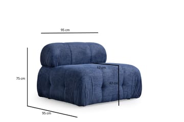 Belgin Bubblig Soffa 3-sits med fasta armstöd - Blå - Möbler - Vardagsrum - Soffor - Modulsoffor - Komplett modulsoffa