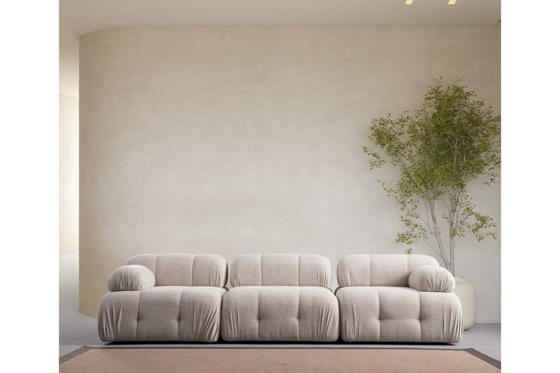Belgin Bubblig Soffa 3-sits med fasta armstöd - Cream - Möbler - Vardagsrum - Soffor - 3-sits soffor