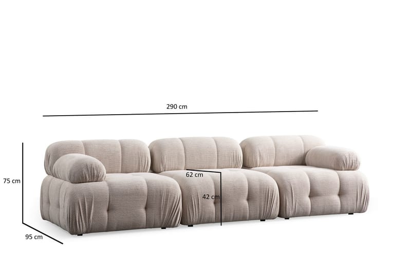 Belgin Bubblig Soffa 3-sits med fasta armstöd - Cream - Möbler - Vardagsrum - Soffor - 3-sits soffor