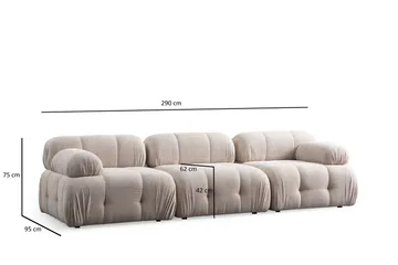 Belgin Bubblig Soffa 3-sits med fasta armstöd - Cream - Möbler - Vardagsrum - Soffor - Modulsoffor - Komplett modulsoffa
