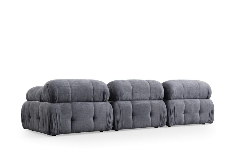 Belgin Bubblig Soffa 3-sits med fasta armstöd - Grå - Möbler - Vardagsrum - Soffor - Modulsoffor - Komplett modulsoffa