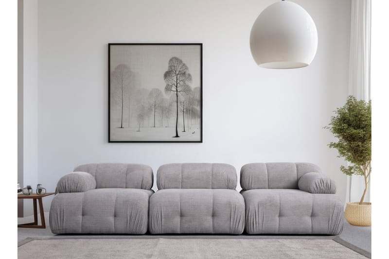Belgin Bubblig Soffa 3-sits med fasta armstöd - Ljusgrå - Möbler - Vardagsrum - Soffor - 3-sits soffor