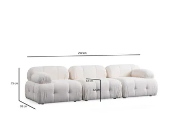 Belgin Bubblig Soffa 3-sits med fasta armstöd - Vit - Möbler - Vardagsrum - Soffor - Modulsoffor - Komplett modulsoffa