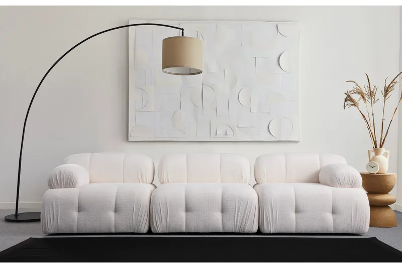 Belgin Bubblig Soffa 3-sits med fasta armstöd - Vit - Möbler - Vardagsrum - Soffor - 3-sits soffor