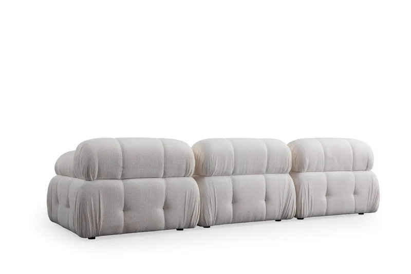 Belgin Bubblig Soffa 3-sits med fasta armstöd - Vit - Möbler - Vardagsrum - Soffor - 3-sits soffor
