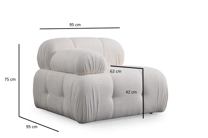 Belgin Bubblig Soffa 3-sits med fasta armstöd - Vit - Möbler - Vardagsrum - Soffor - 3-sits soffor