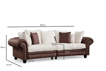 Belia 3-sits Soffa - Brun/Vit - Möbler - Vardagsrum - Soffor - 3-sits soffor