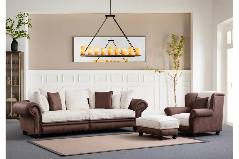 Belia 3-sits Soffa - Brun/Vit - Möbler - Vardagsrum - Soffor - 3-sits soffor