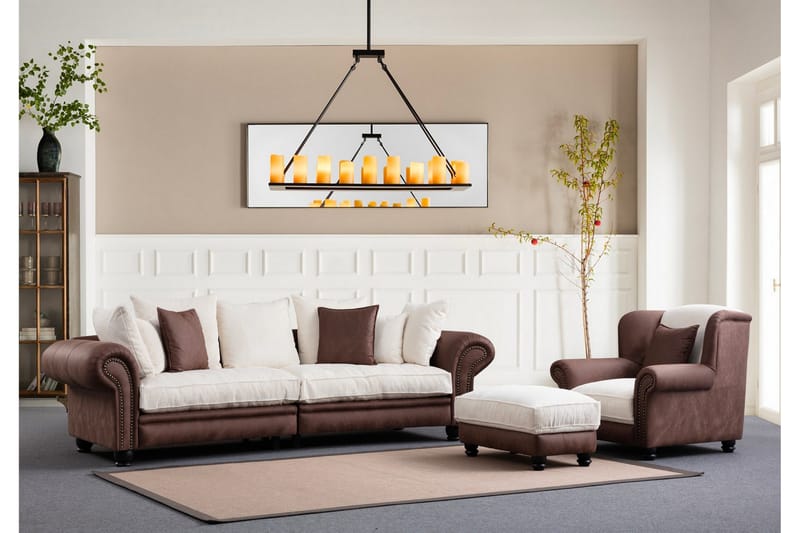 Belia 3-sits Soffa - Brun/Vit - Möbler - Vardagsrum - Soffor - 3-sits soffor