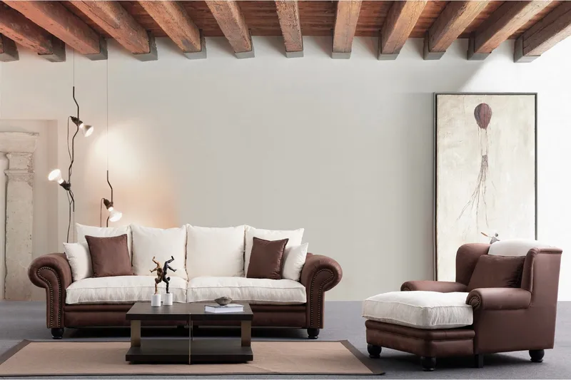 Belia 3-sits Soffa - Brun/Vit - Möbler - Vardagsrum - Soffor - 3-sits soffor