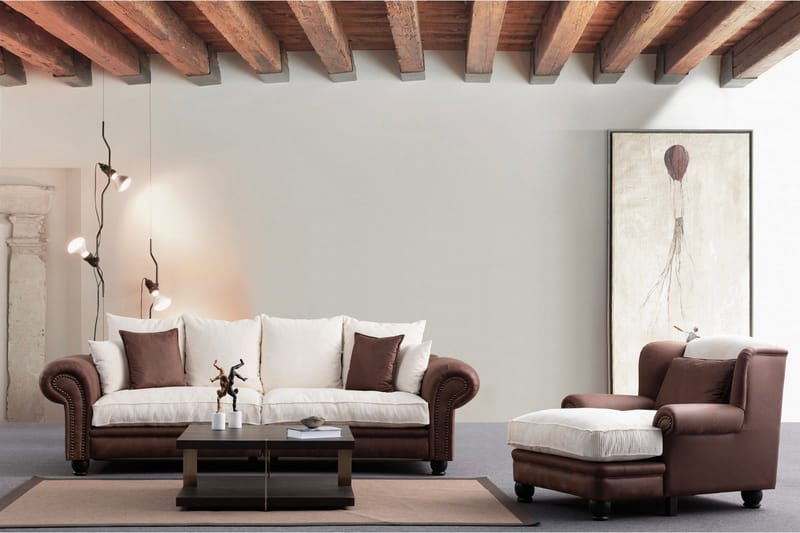 Belia 3-sits Soffa - Brun/Vit - Möbler - Vardagsrum - Soffor - 3-sits soffor